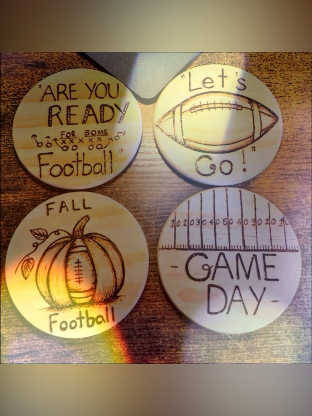 Fall/Football- Set of 4 handmade drink coasters